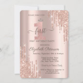 Invitation Parties scintillant Rose Gold Silver Tiara 1er ann (Devant)