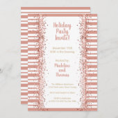 Invitation Parties scintillant rose Gold Stripes Fête (Devant / Derrière)