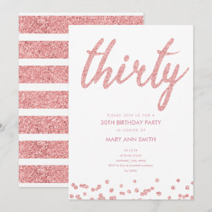 Invitation Parties scintillant rose Gold Type 30e fête d'anni