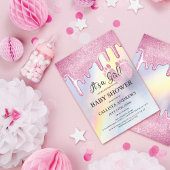 Invitation Parties scintillant rose gouttes Rainbow Baby show