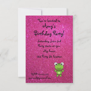 Invitation parties scintillant rose grenouille de nom personn