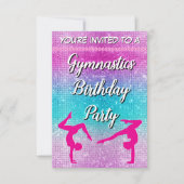 Invitation Parties scintillant rose Gymnastique Anniversaire (Devant)