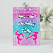 Invitation Parties scintillant rose Gymnastique Anniversaire (Debout devant)