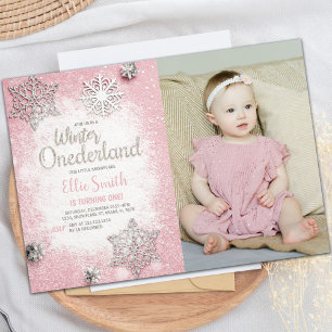 Invitation Parties scintillant rose Hiver ONEderland Invitati
