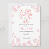 Invitation Parties scintillant rose hiver Wonderland Baby sho (Devant)