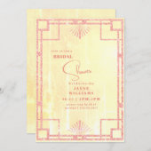 Invitation Parties scintillant rose Jaune Art Déco Douche Bri (Devant / Derrière)