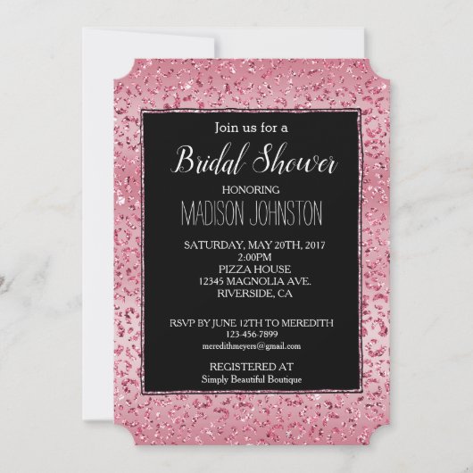Invitation Parties scintillant rose Leopard Ombre (Devant)