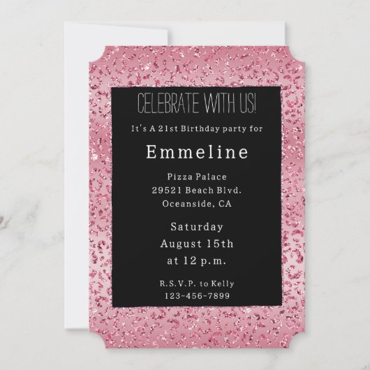 Invitation Parties scintillant rose Leopard Ombre (Devant)