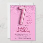 Invitation Parties scintillant rose mignon ballon no.1 girly (Devant)