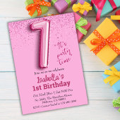 Invitation Parties scintillant rose mignon ballon no.1 girly 