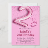 Invitation Parties scintillant rose mignon ballon no.2 girly  (Devant)