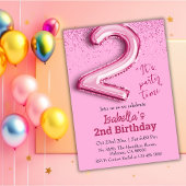 Invitation Parties scintillant rose mignon ballon no.2 girly 