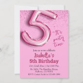 Invitation Parties scintillant rose mignon ballon no.5 girly  (Devant)