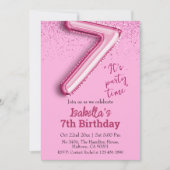 Invitation Parties scintillant rose mignon ballon no.7 girly  (Devant)