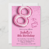 Invitation Parties scintillant rose mignon ballon no.8 girly  (Devant)