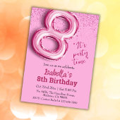 Invitation Parties scintillant rose mignon ballon no.8 girly 