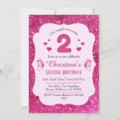 Invitation Parties scintillant rose mignon brillant 2e annive (Devant)