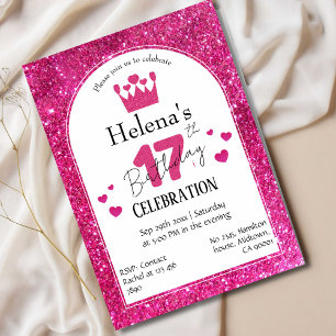 Invitation Parties scintillant rose mignon éclatant 17e anniv