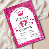 Invitation Parties scintillant rose mignon éclatant 17e anniv