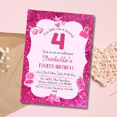 Invitation Parties scintillant rose mignon éclatant 4e annive