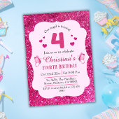 Invitation Parties scintillant rose mignon éclatant 4e annive