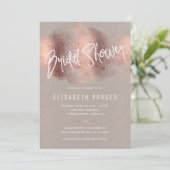 Invitation Parties scintillant rose moderne en or typographie (Debout devant)