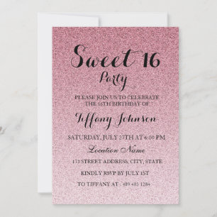 Invitation Parties scintillant rose moderne Faux Ombre Sweet