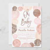Invitation Parties scintillant rose moderne or baby shower ba (Devant)
