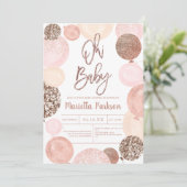 Invitation Parties scintillant rose moderne or baby shower ba (Debout devant)