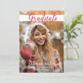 Invitation Parties scintillant rose moderne Script Photo Grad (Debout devant)