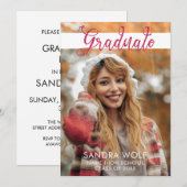 Invitation Parties scintillant rose moderne Script Photo Grad (Devant / Derrière)
