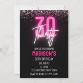 Invitation Parties scintillant rose Neon 30e anniversaire Inv (Devant)