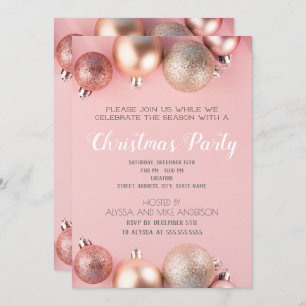Invitation Parties scintillant rose Noël Ornement Vacances In