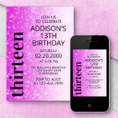 Invitation Parties scintillant rose noir