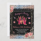 Invitation Parties scintillant rose/noir ados filles Pamper i (Devant)