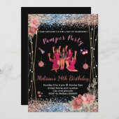 Invitation Parties scintillant rose/noir ados filles Pamper i (Devant / Derrière)
