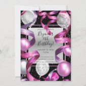 Invitation Parties scintillant rose noir argent doux 16 fête (Dos)