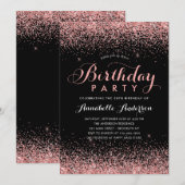 Invitation Parties scintillant rose Noir Étincelle N'Importe  (Devant / Derrière)