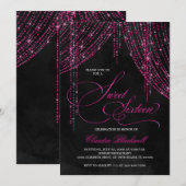 Invitation Parties scintillant rose noire Douce 16 Anniversai (Devant / Derrière)