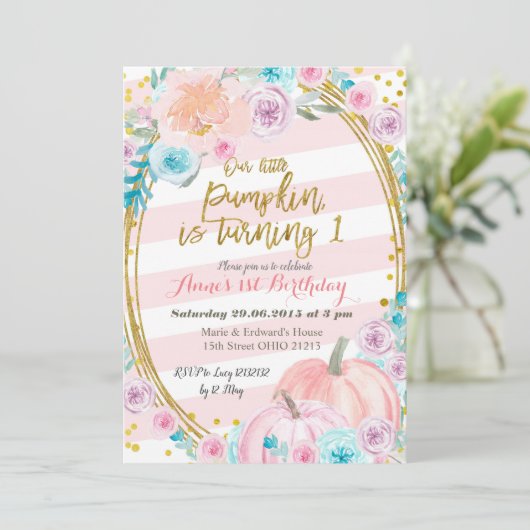 Invitation Parties scintillant rose Notre Petit Citrouille Pr (Debout devant)