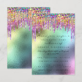 Invitation Parties scintillant  Rose nuptiale 16e Holographe  (Devant / Derrière)