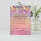 Invitation Parties scintillant  Rose nuptiale 16e Rainbow lic (Debout devant)