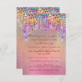 Invitation Parties scintillant  Rose nuptiale 16e Rainbow lic (Devant / Derrière)