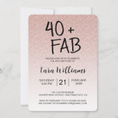 Invitation Parties scintillant rose Ombre 40 Fabuleux 40e ann (Devant)