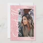 Invitation Parties scintillant rose ombre script 4 photos Swe (Devant)