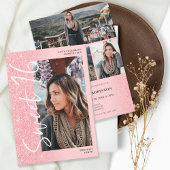 Invitation Parties scintillant rose ombre script 4 photos Swe