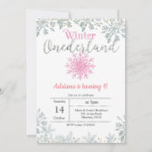 Invitation Parties scintillant rose Onederland Anniversaire I (Devant)