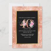 Invitation Parties scintillant rose or 40e anniversaire confe (Devant)
