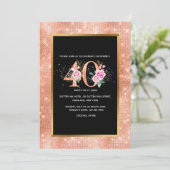 Invitation Parties scintillant rose or 40e anniversaire confe (Debout devant)