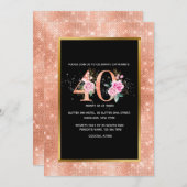 Invitation Parties scintillant rose or 40e anniversaire confe (Devant / Derrière)